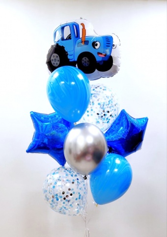 Фонтан из шаров "Синий трактор"